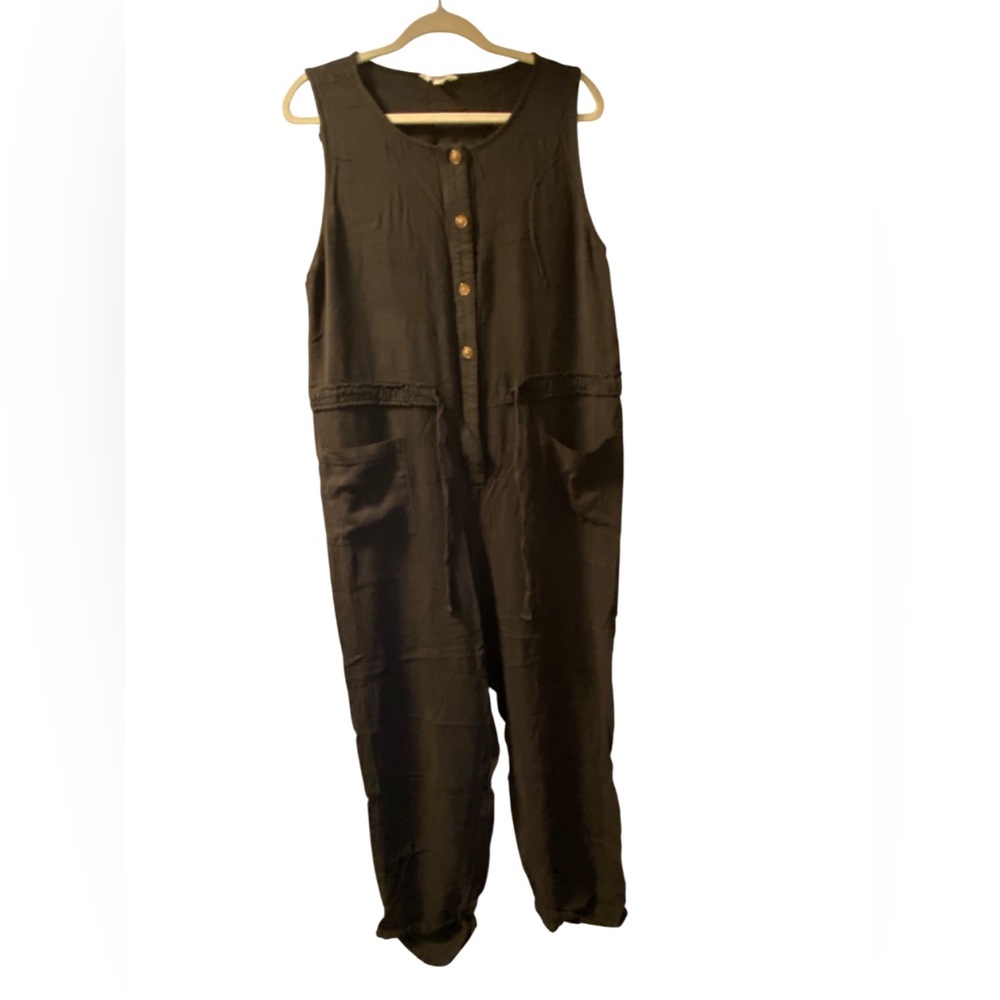 Black Viscose Linen Blend jumpsuit- XL